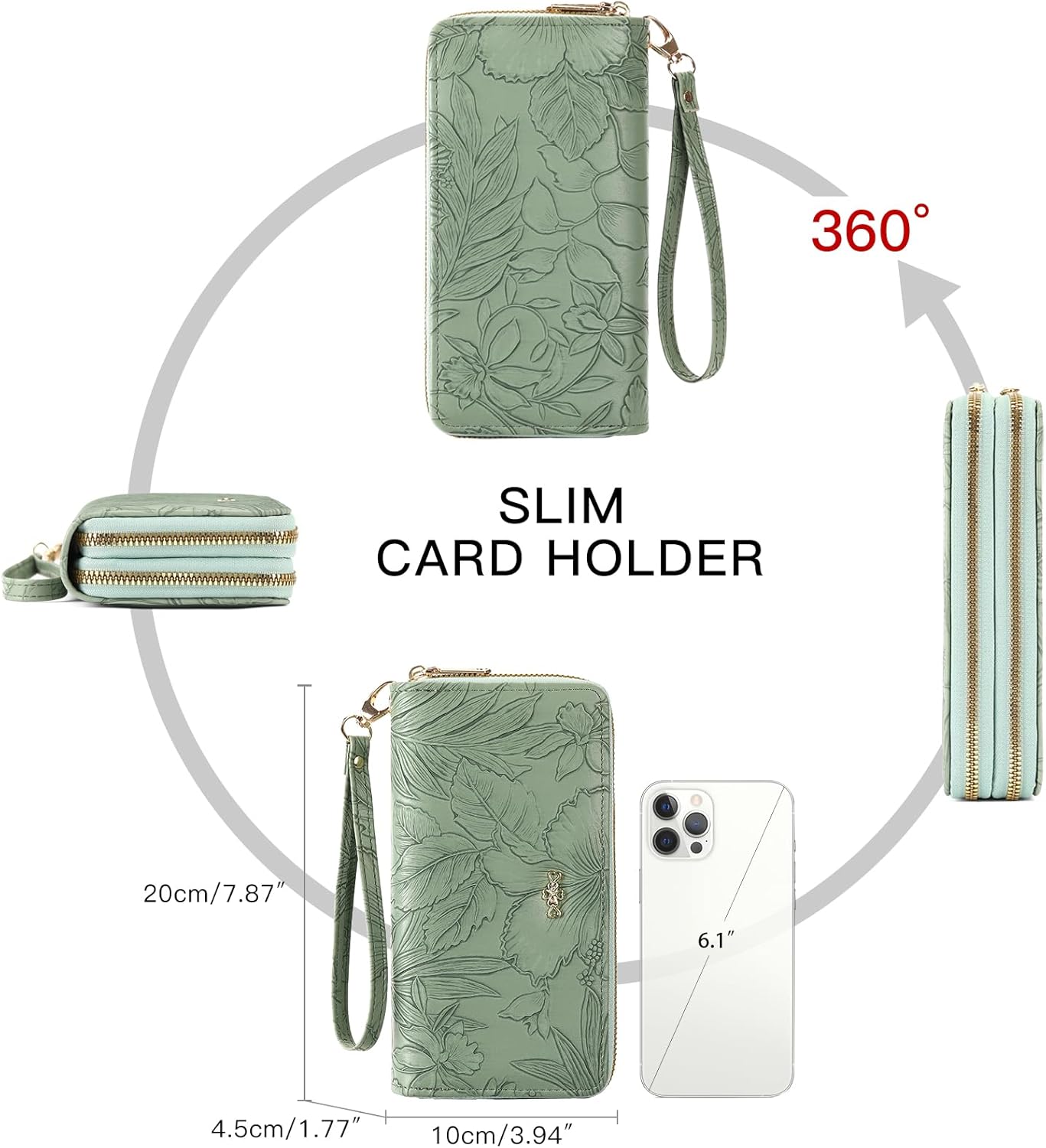 Wallet for Women Clutch Double Zip Around Credit Card Holder Leather Women's Wallet Large Capacity - Image 5