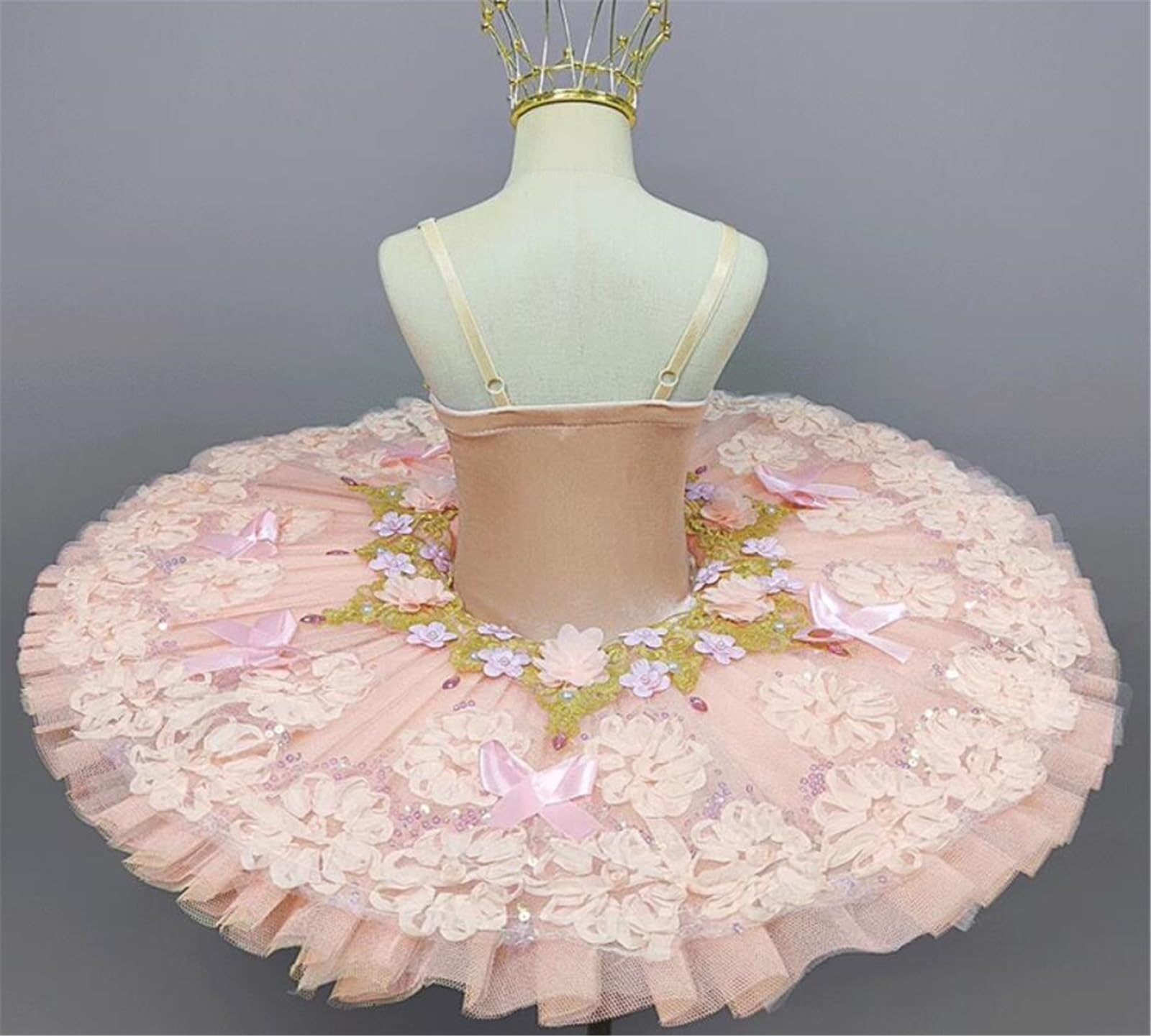 Mädchen Ballett-Tutu Tüllkleid Ärmellos Trikot Schwanensee Ballerina Bühnentanz Wettbewerb Kostüm Übungstanzkleidung (A3483)