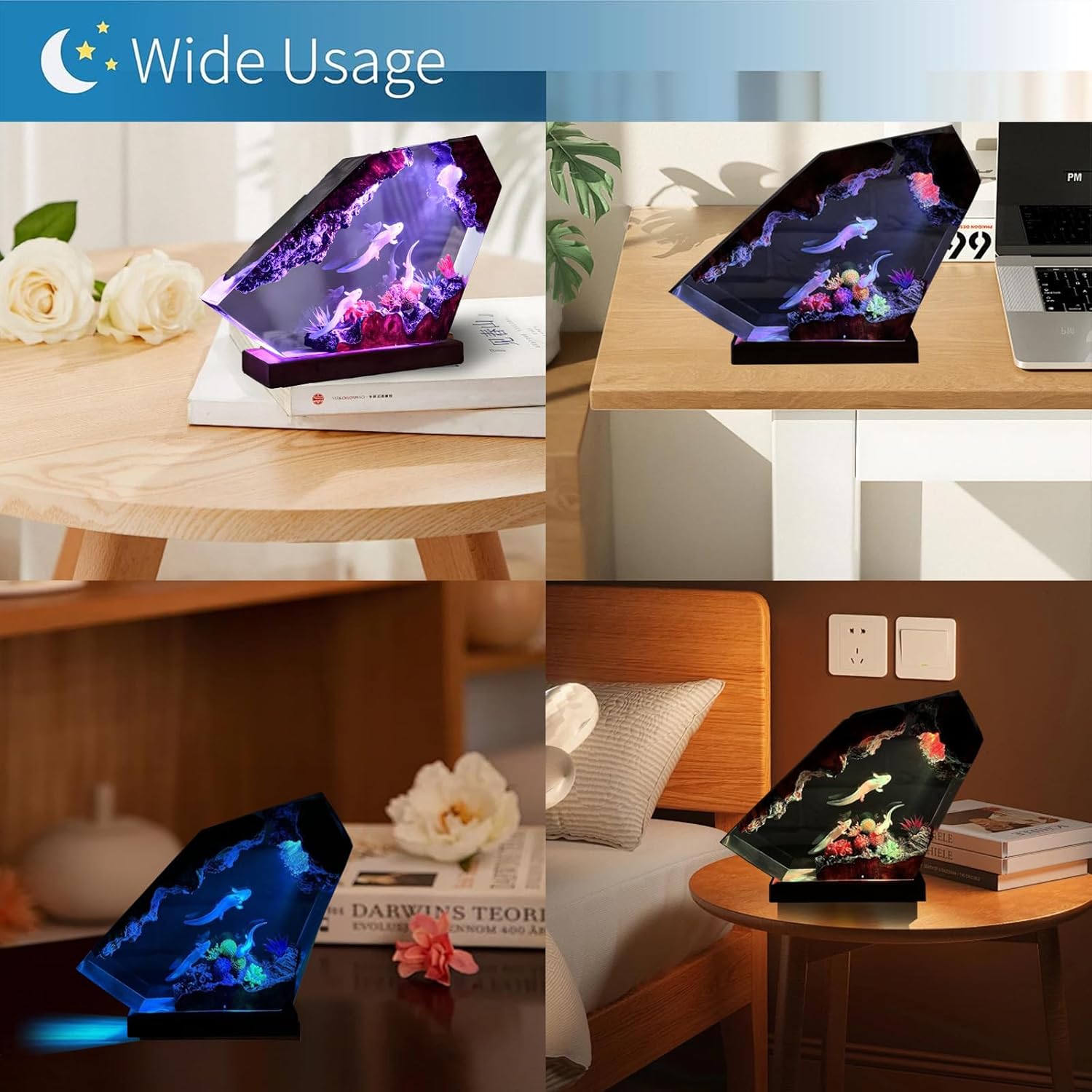 FOTN Axolotl Lamp Color Changing Handmade Resin Lamps Axolotl Night Light for Kids Decorative Unique Lamp for Bedroom (6 in)