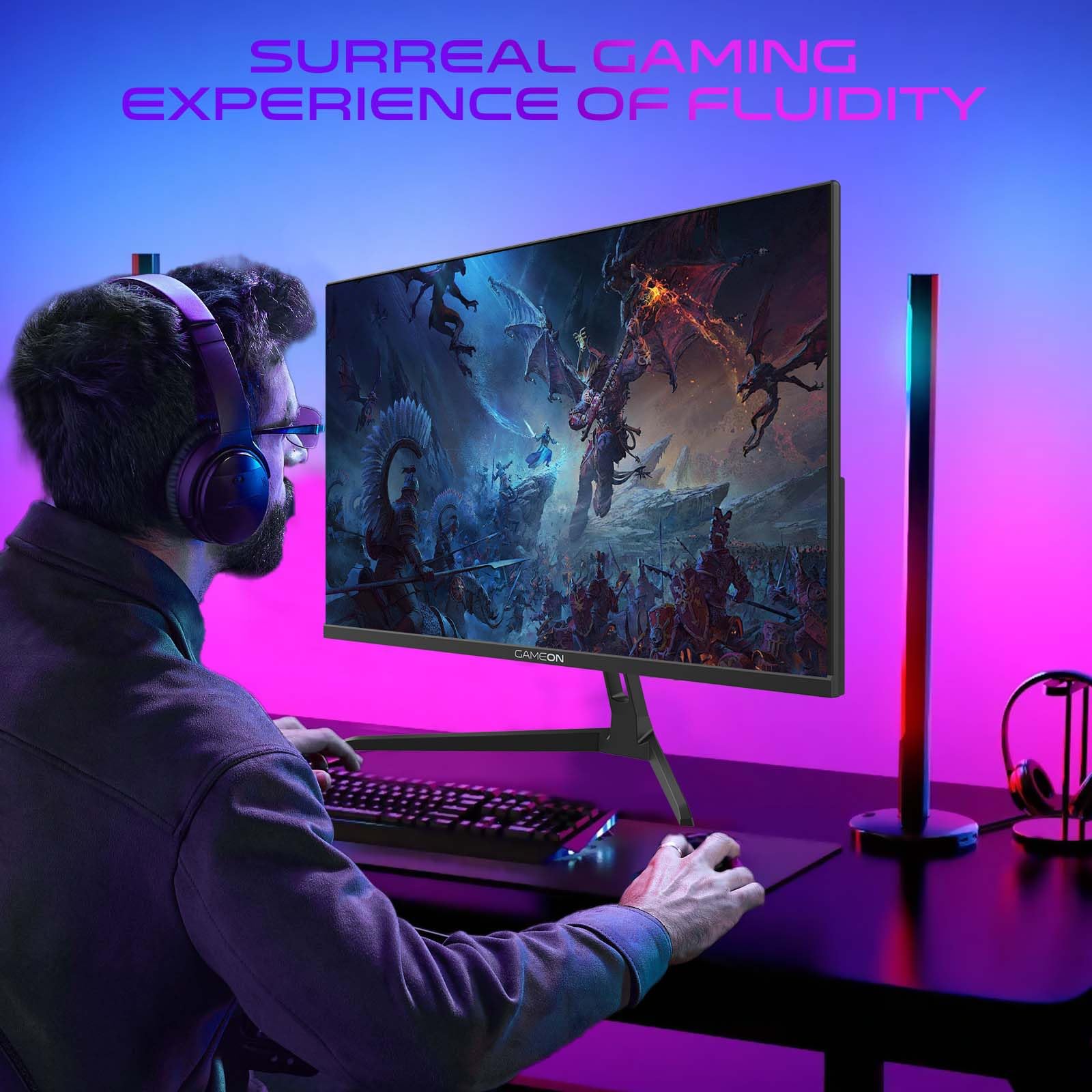 GAMEON 24 Inch 2K QHD Gaming Monitor Fast IPS 2560x1440 Display 180Hz Smooth Performance 0.5ms Adaptive Sync HDMI 2.1 Ideal for PC Console Gaming and Daily Use — view 6