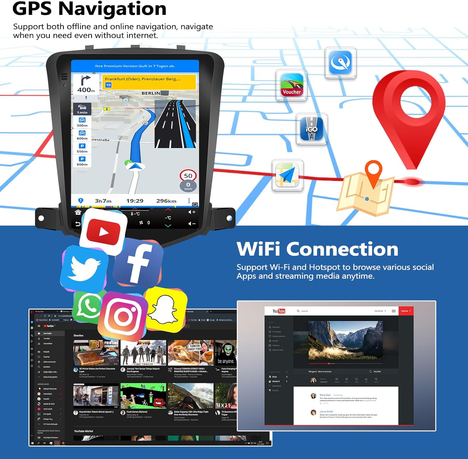 2G+64G Car Radio for Chevrolet Chevy Cruze 2010-2015 with Wireless CarPlay Android Auto 9" Touchscreen Head Unit Android 13 Car Stereo with AHD Backup Camera GPS Navigation Bluetooth FM WiFi