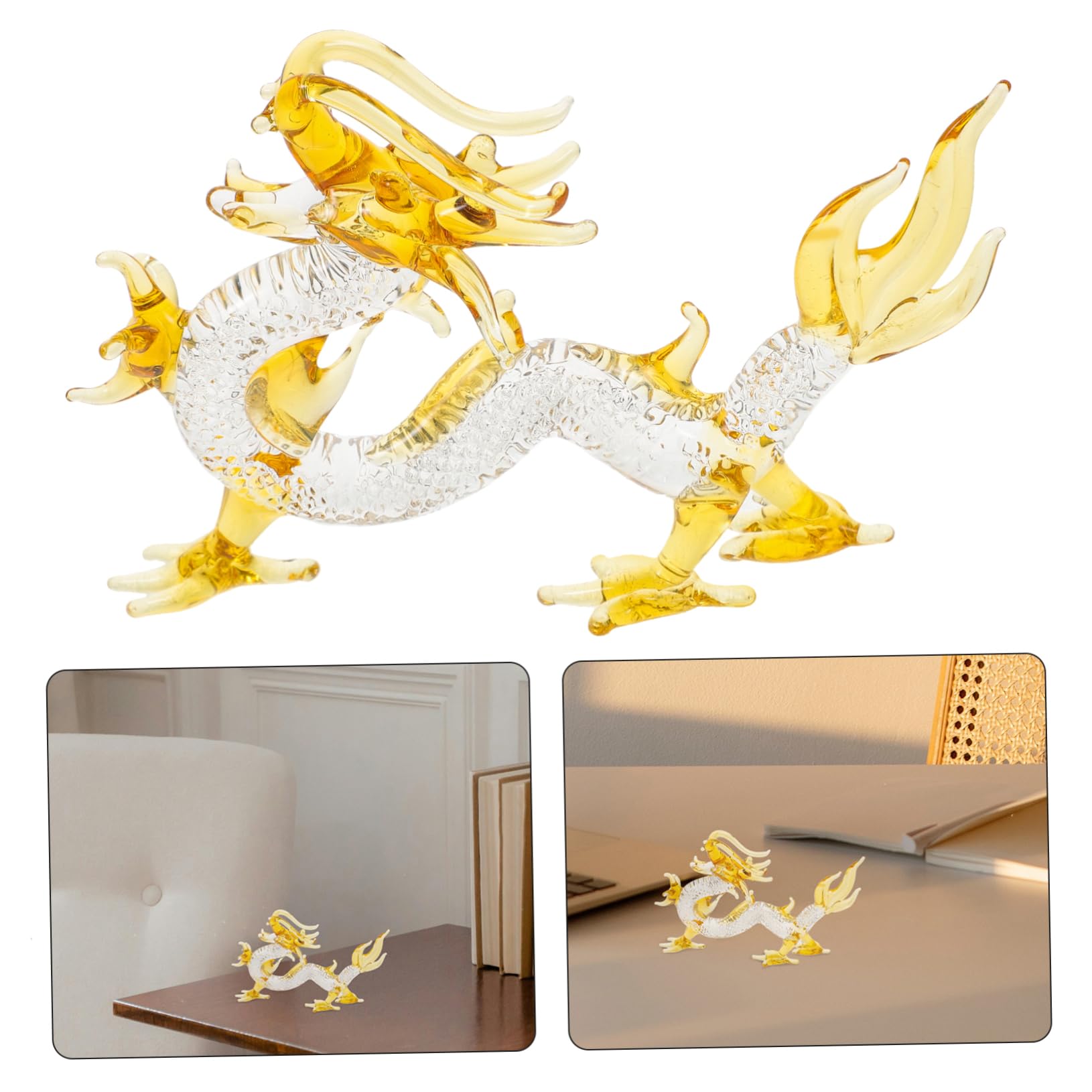 TOPBATHY 3st Kristall-Drachen-Ornamente Schmücken Wohnkultur Kunsthandwerk Statue Hausskulptur Drachenfigur Drachenskulptur Tierornament Sternzeichen Drache Figur Quarz Glas