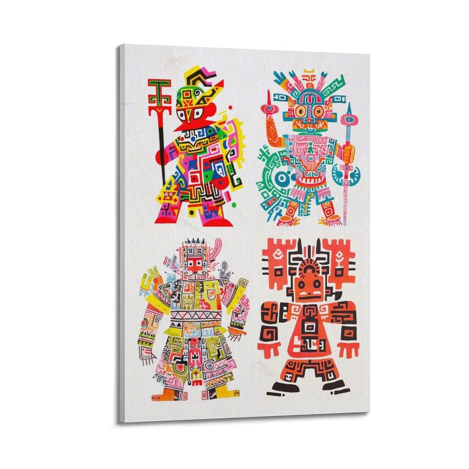 XKUGA Abstract Poster Spiritual Sacred Maya Aztec Spirit Totem Modern Decorative Canvas Prints - Ideal Wall Art for Family, Man Cave, Game Room, Boys & Girls Bedroom 24x36inch(60x90cm)