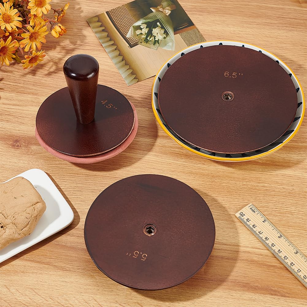 BENECREAT Set van 2 houten pottenbakvormen, 11,4 cm en 16,5 cm houten keramische potvormen, verwisselbare handgrepen voor komen en borden om te knutselen