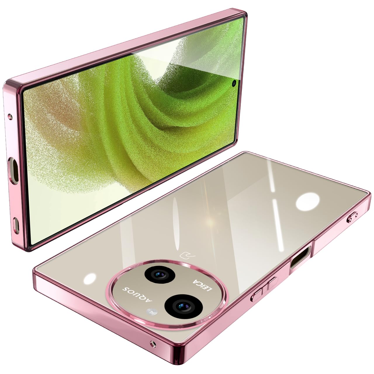 AQUOS R10 AQUOS R9 ケース クリア 耐衝撃 SH-51F SH-51E SH-M28 スマホケース TPU 透明 薄型 軽量 メッキ加工 ソフトケース 人気 ストラップホール付き (ローズゴールド)