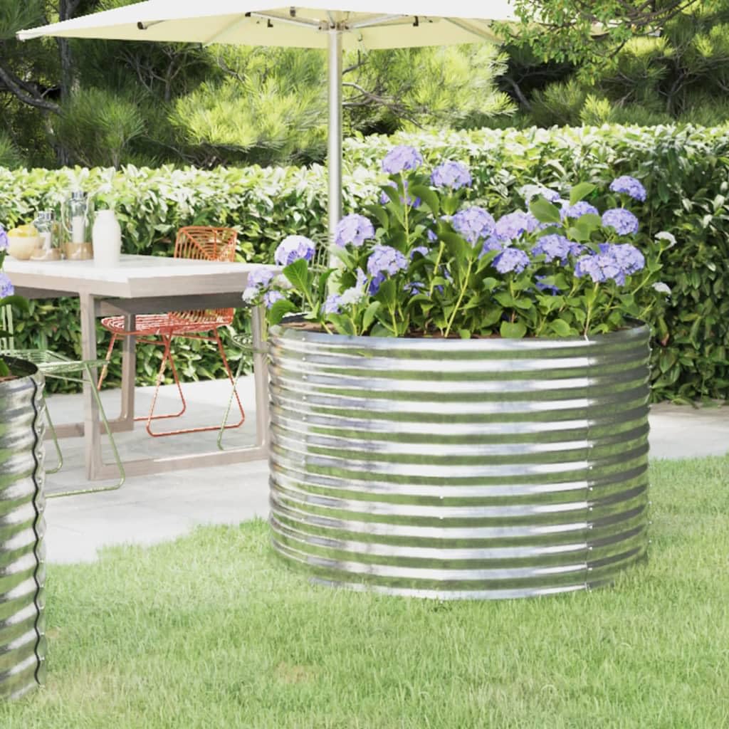 Giardinaggio Orto Rialzat,Orto Rialzato Letto Giardino Acciaio Verniciato Polvere 100x100x68cm Argentoadatto Per Interni Ed Esterni, Bancone, Giardino, Balcone