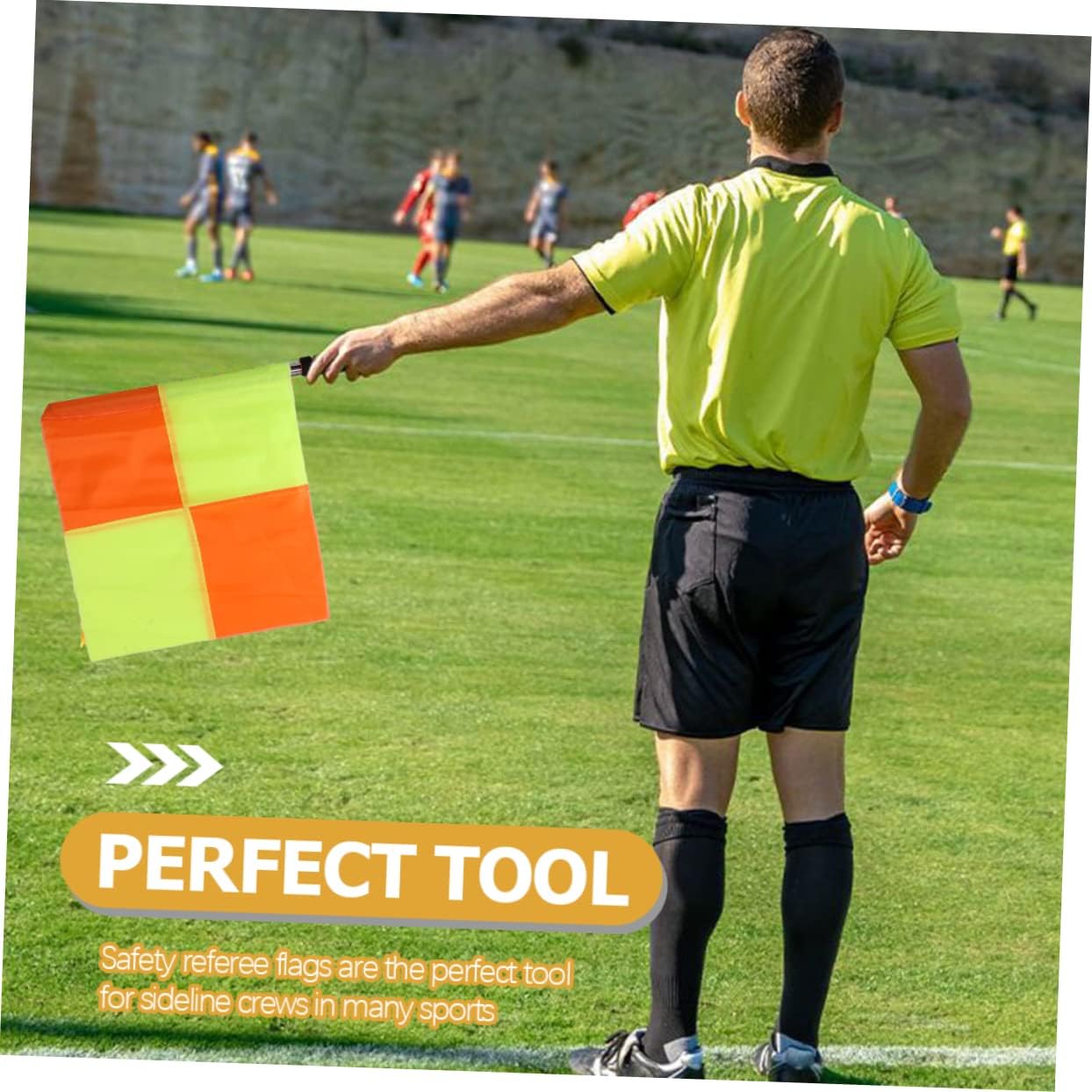 2pcs Soccer Referee Flags Signal Flags Comfortable Grip for Sports Games Easy to Carry Resistant for Soccer Rugby and Field Hockey Training
