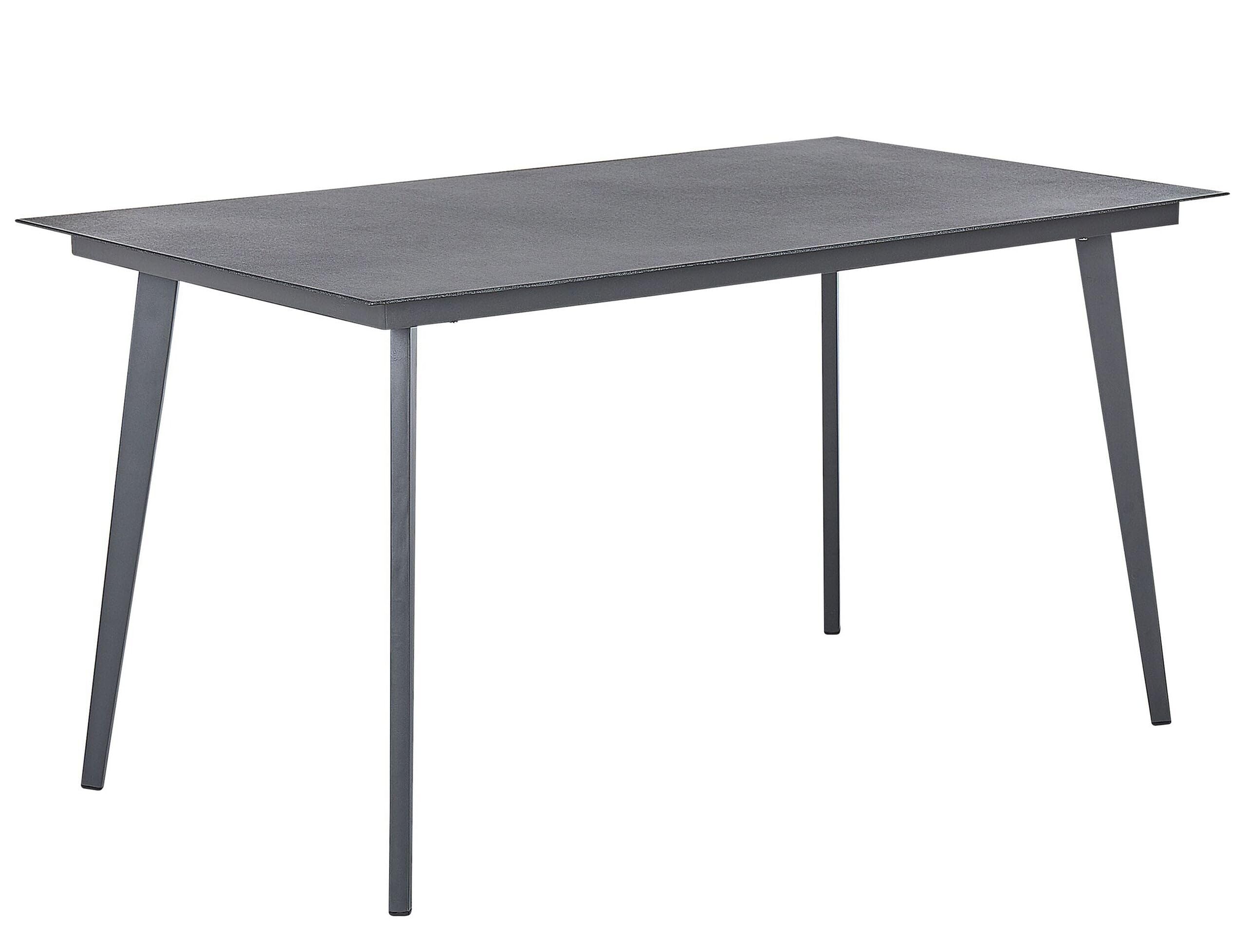 Beliani Gartentisch Aluminium Glasplatte Steinoptik rechteckig 140x80 cm grau Mileto