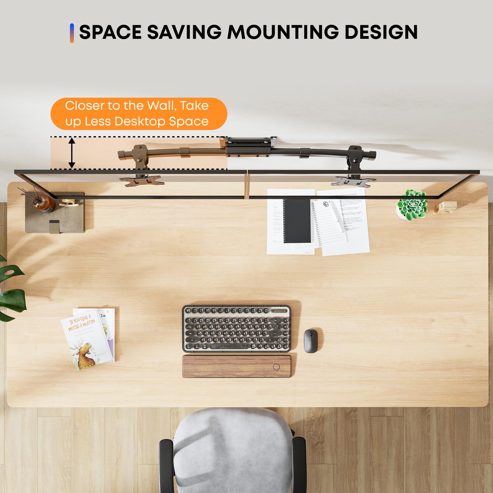 Supporto da Parete per Doppio Schermo, da Singolo a Doppio Schermo Attacco VESA per 2 Schermi da 13 a 27 pollici, Adattatore per Supporto Monitor Inclinabile e Girevole fino a 10kg, VESA 75x75/100x100