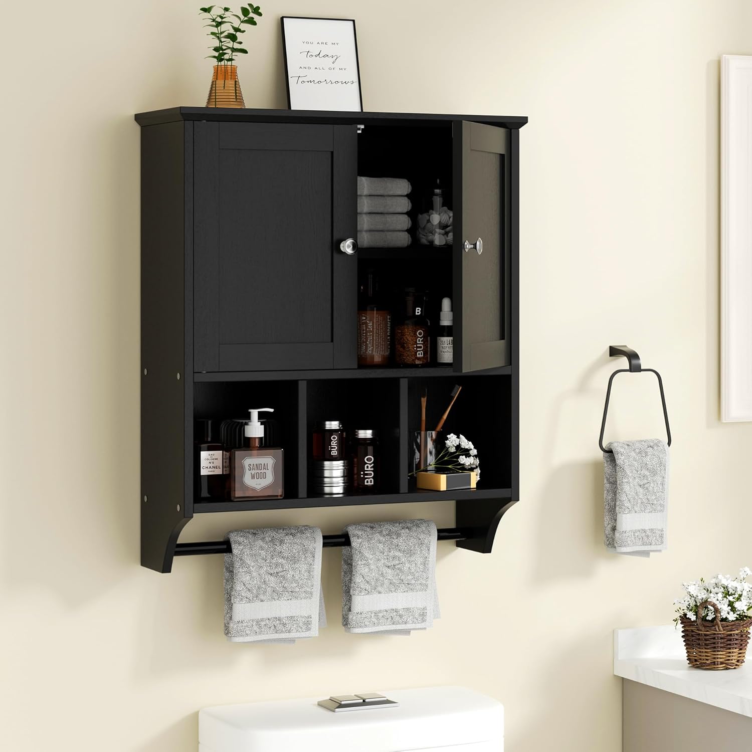SUNLEI WallMounted Bathroom with Doors and Towel