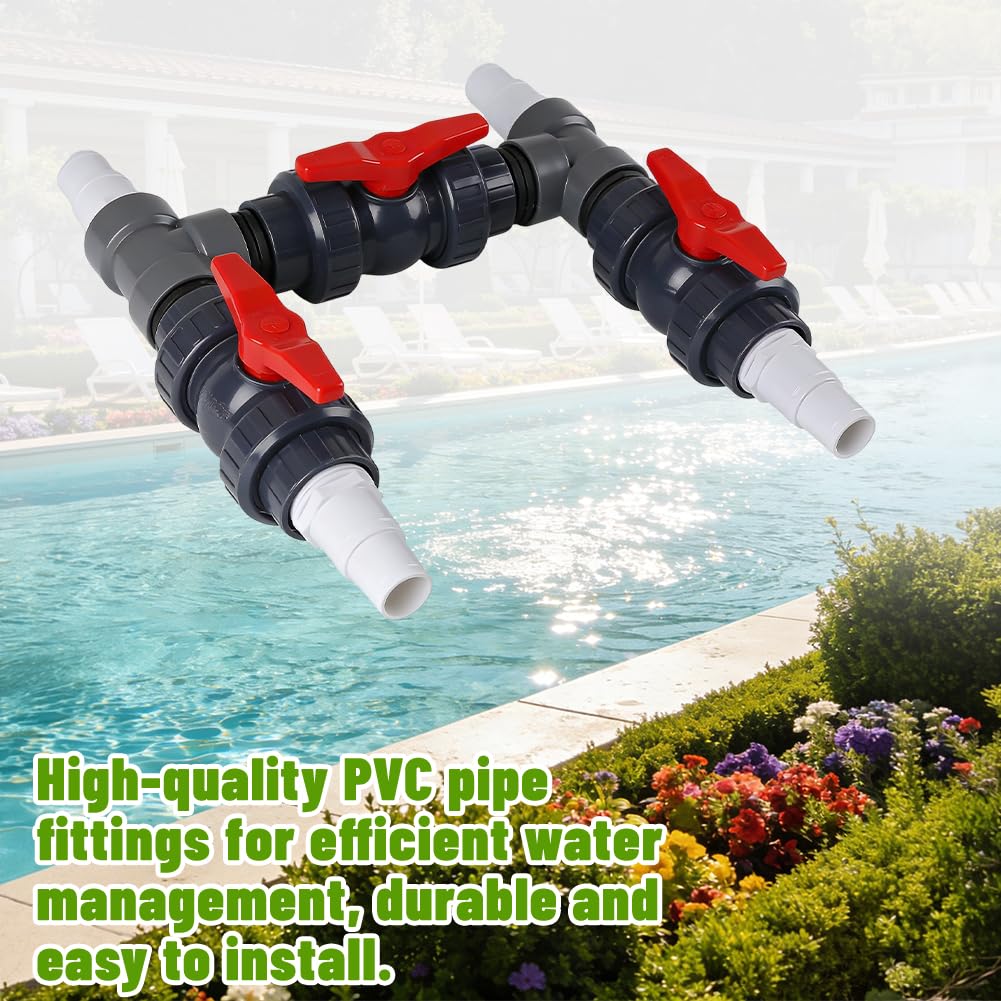 Bypass Pool Set Ø 50 mm Wärmepumpe Pool Anschluss-Set, Poolheizung Wärmepumpe Solar Heizung Pool Bypass mit 32mm 38mm Schläuchen,Steuerung der Wasserzufuhr für eine optimale Temperaturregulierung