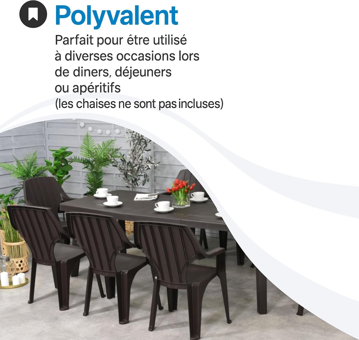 Tomaino - Table de jardin extensible en plastique Berg - Pieds démontables et design peu encombrant 160/220x90x74 cm - Table d'extérieur rabattable et extensible New Anthracite