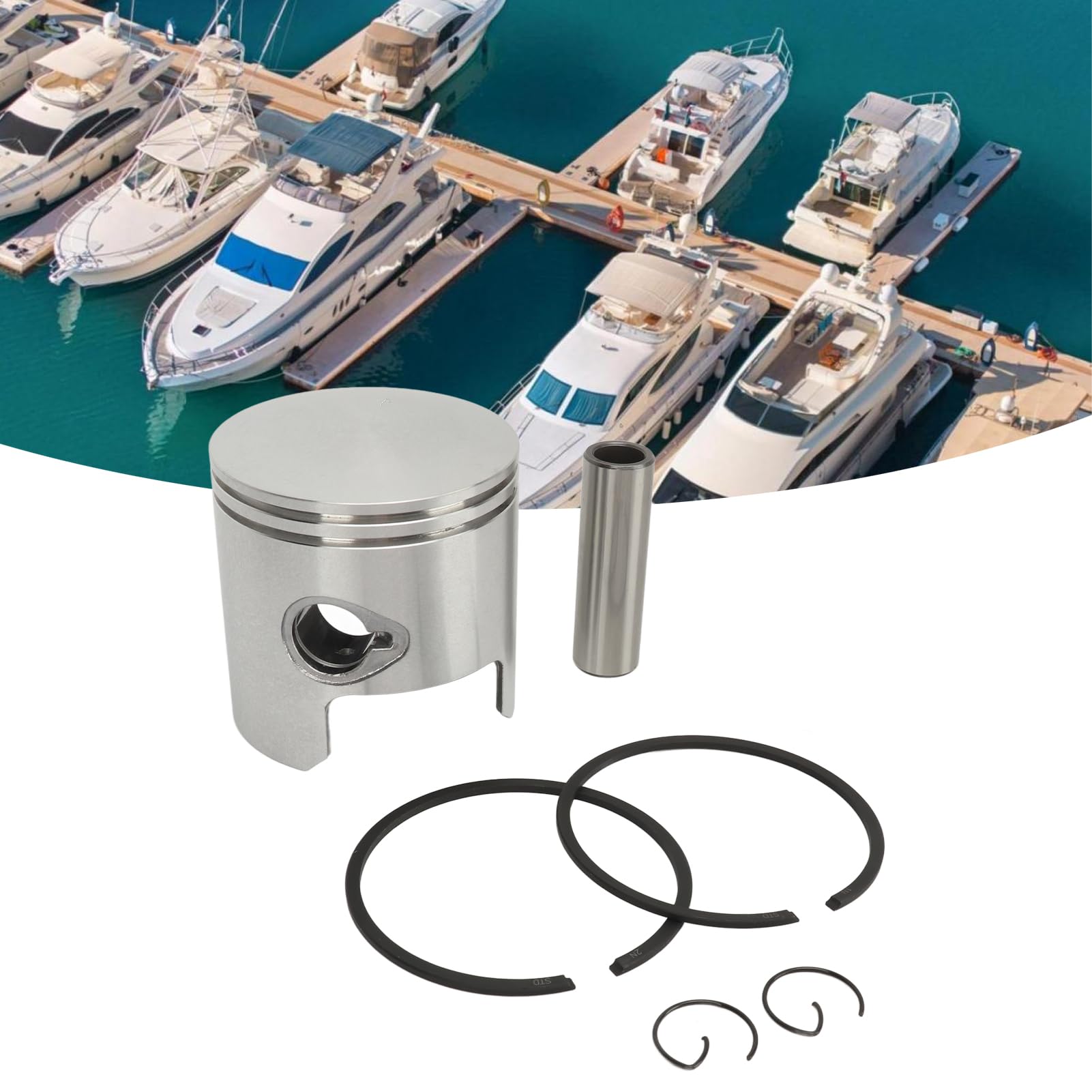 Fydun Kit Pistone, Set Fasce Elastiche Marine Kit Fasce Elastiche 3C8 00001 Set Pistone e Fasce Elastiche 0 68 Mm per Motori Fuoribordo Tohatsu M40D M50D M40D2 M50D2 2 Tempi 3