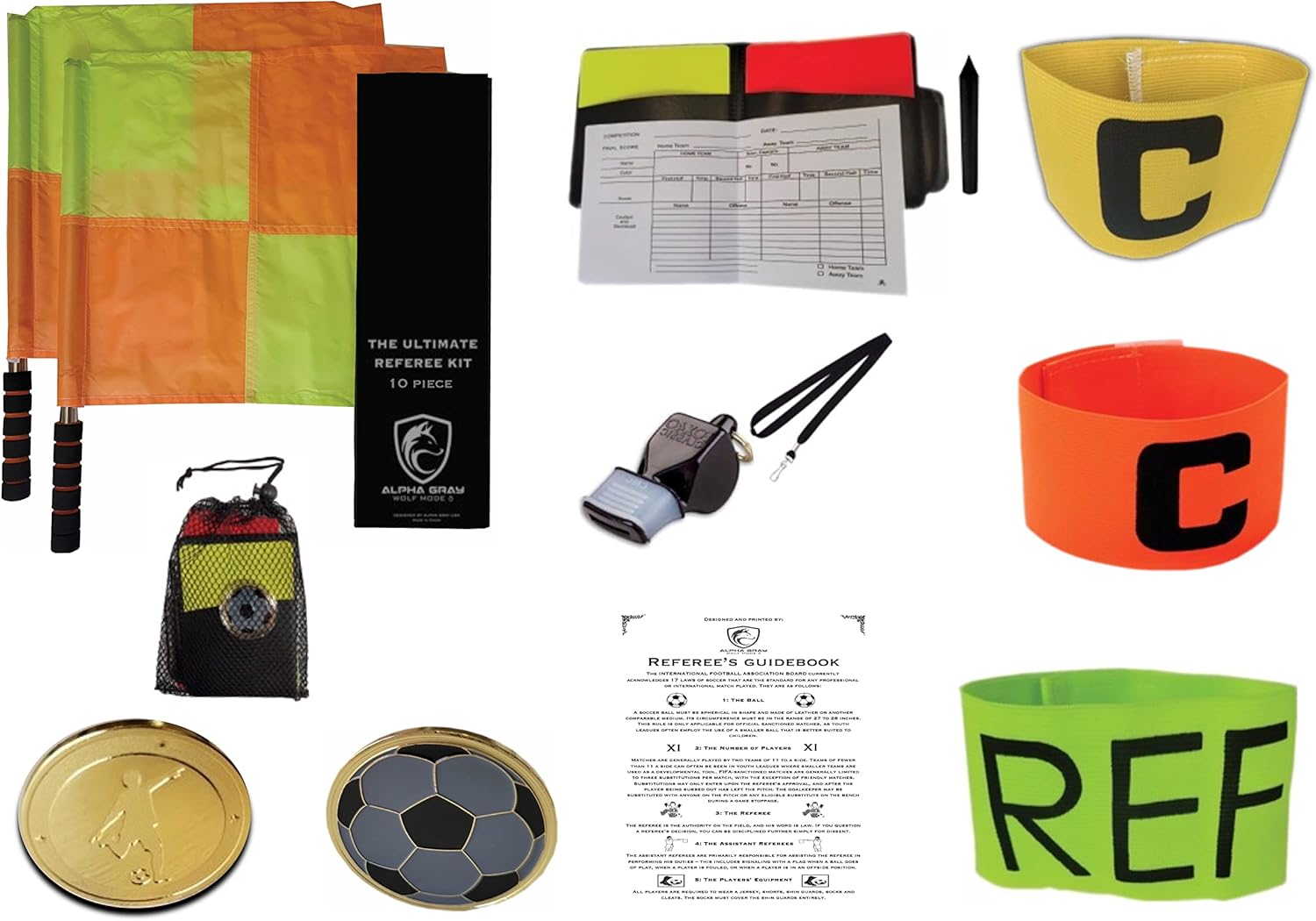 10 in 1 'Soccer Referee Kit' Exclusive Referee Armband, Colorful