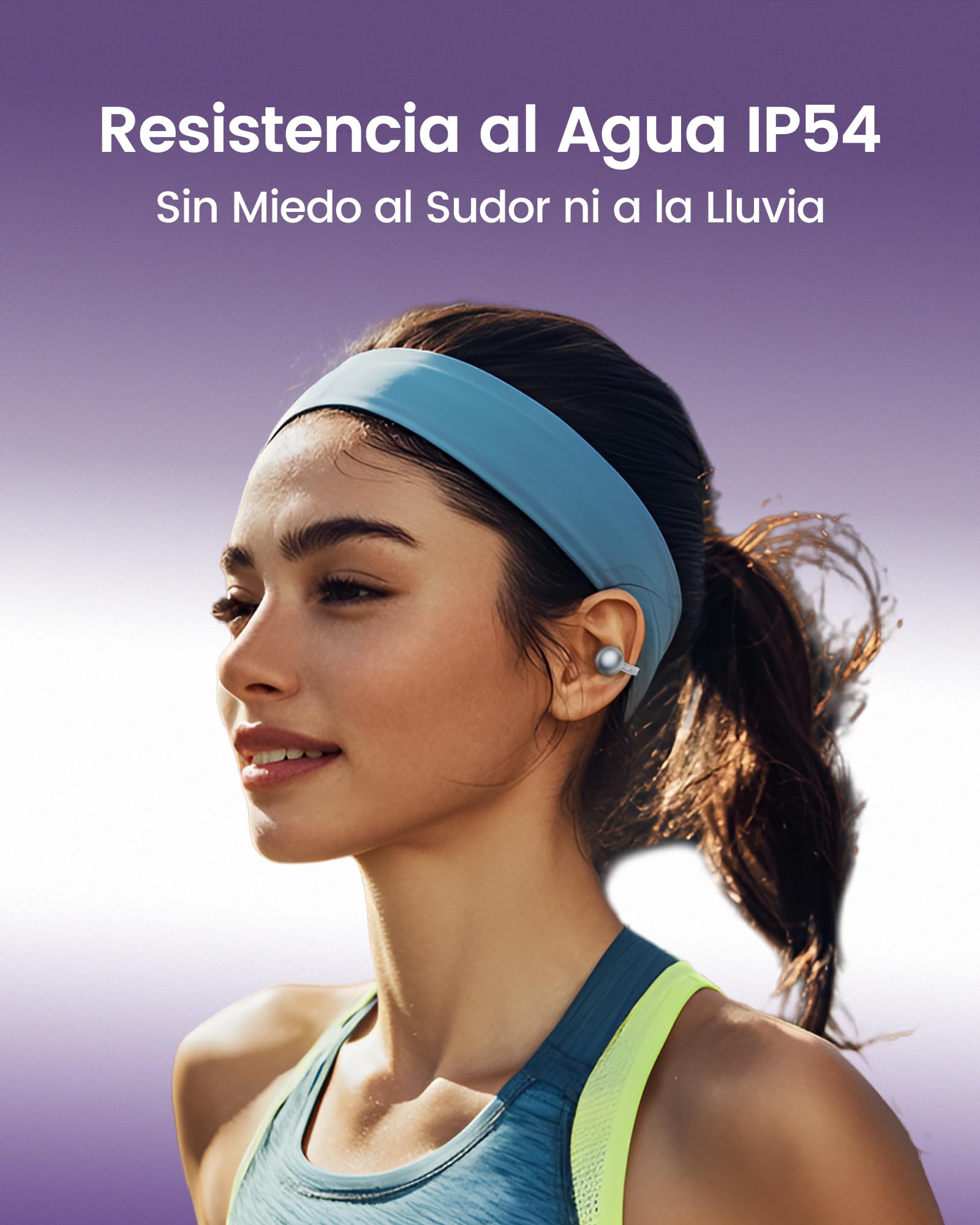 mojawa StarClip Auriculares Inalámbricos de Clip Abierto, Sonido Panorámico 4D, Ajuste Ligero y Seguro, Micrófono con Cancelación de Ruido, Resistentes al Agua IP54 para Deporte y Uso Diario, Plata