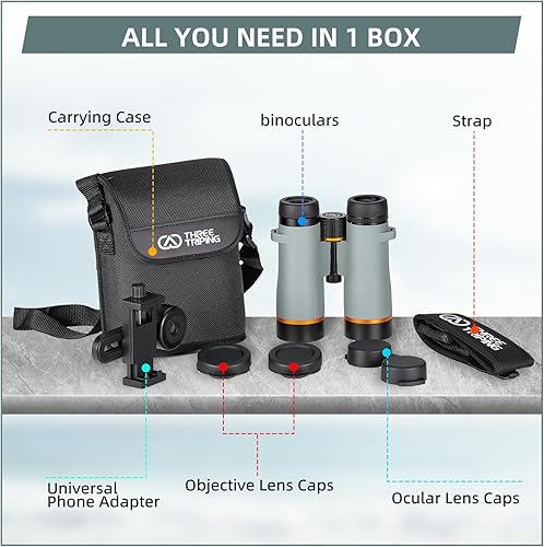 Miniatura 7 de Prismáticos ED de 10 x 42 para adultos de alta potencia con adaptador de teléfono, prismáticos impermeables con lentes ED, transparentes