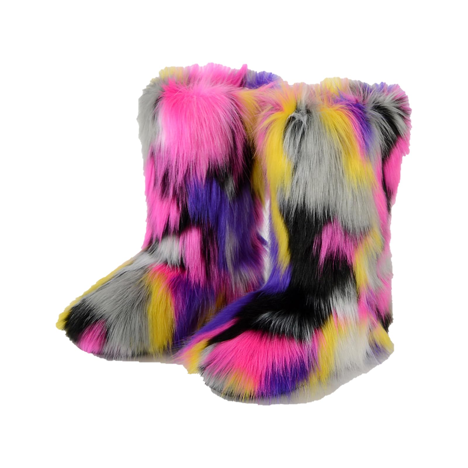 Womens Faux fur Boots Furry Fluffy Short Snow Boot Warm Fur Lined Booties for Cold Weather Comfortable Fuzzy