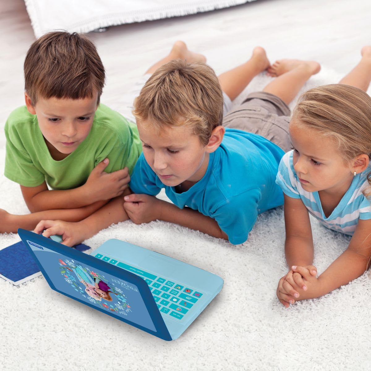 LEXIBOOK, Frozen, Laptop Educativo Bilingüe, Inglés y Español, 164 Actividades, Matemáticas, Juegos de Lógica, Modo Musical, Pantalla LCD Grande, Azul, JC601FZi2