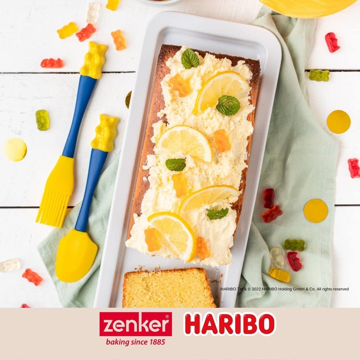 Zenker Meets Haribo pędzel do pieczenia glazury i marynaty – z silikonowym włosiem do precyzyjnego wpinania mięsa, burgerów lub ciasteczek – pędzel silikonowy w stylu Haribo