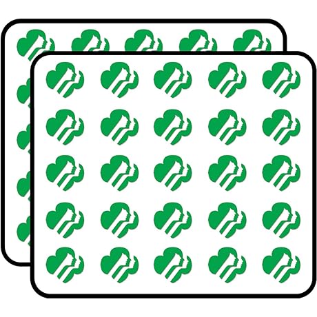 Green Girl Scouts Faces Logo Shaped Vinyl Stickers