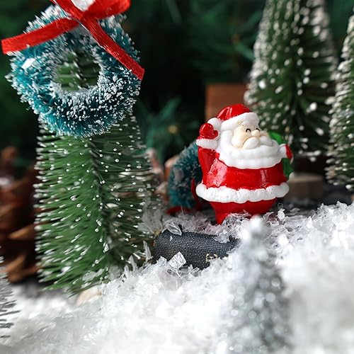 Miniatura 6 de FUTUREPLUSX 32 mini árboles de Navidad y miniaturas de resina, árboles de sisal nevados con miniaturas para decoración de mesa de fiesta del hogar