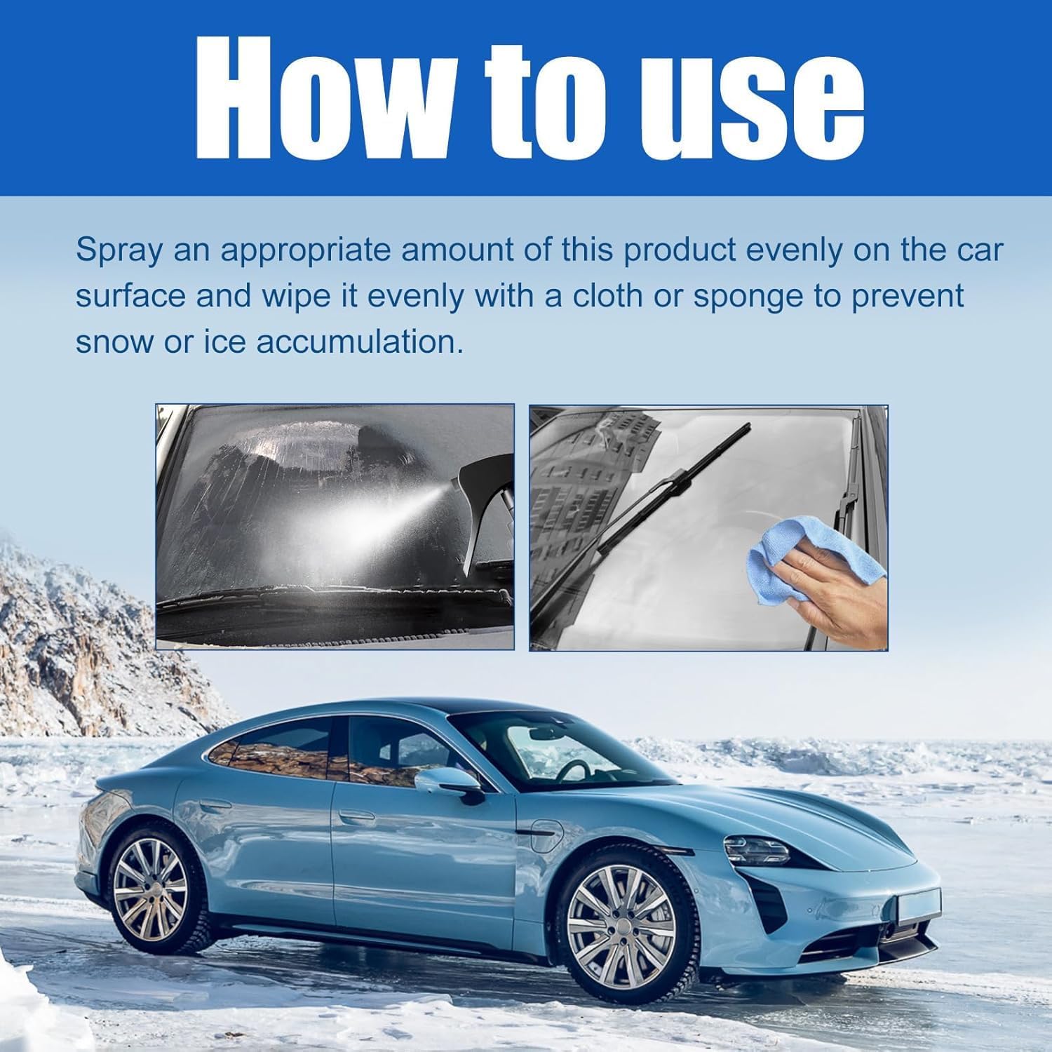 Car Windshield Snow Melting Coating Spray，Deicer Spray for Car Windshield,Quickly melt Snow and defrost，Winter Cars Essentials (3Pcs)