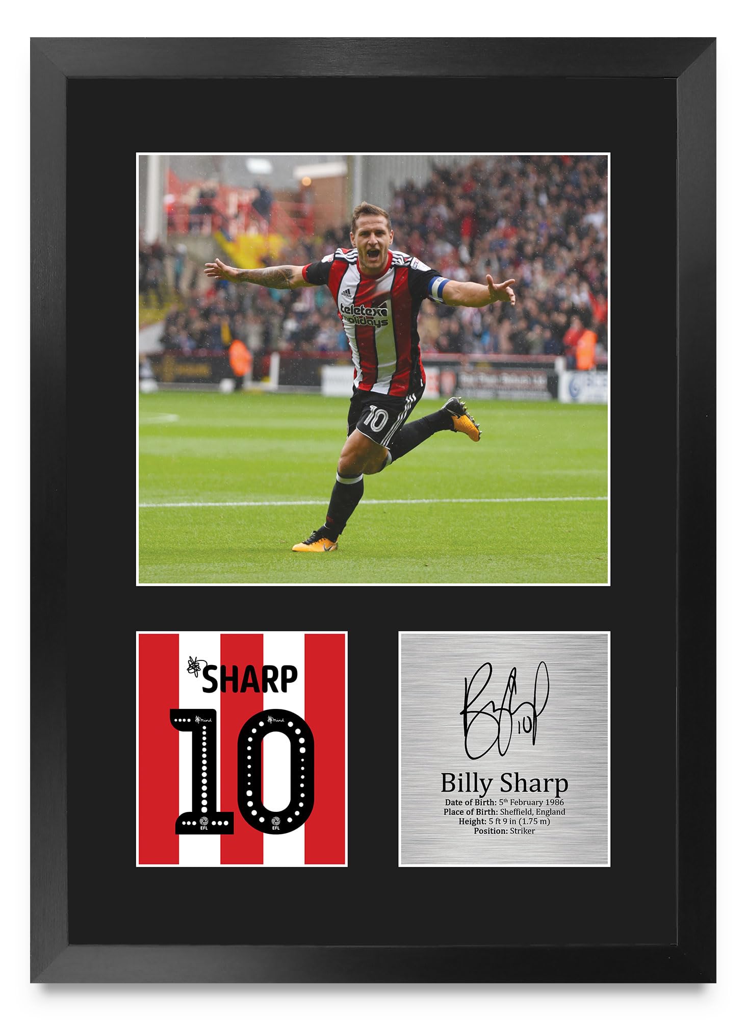 HWC Trading Billy Sharp Sheffield United Gifts Printed Signed Autograph Picture for Football Fans and Supporters - A3 Portrait Framed-image-25
