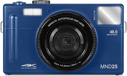 Minolta 48MP Autofocus Digital Camera with Selfie Mirror – 4K Ultra HD Video, 16x Digital Zoom, 3.0” LCD, Face Detection, Smile Capture, Scene
