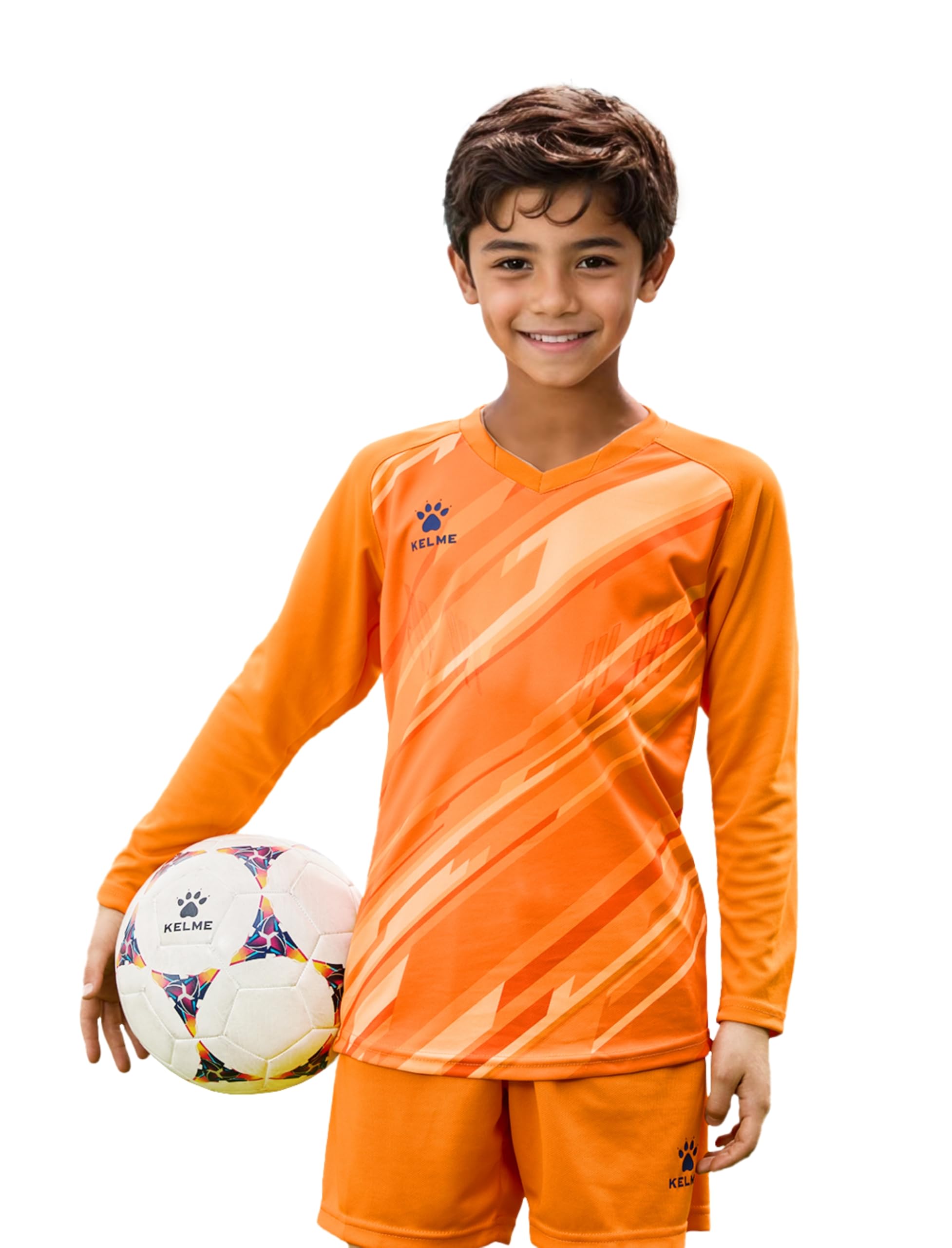 KELME Kids Padded Goalie Shirt,Youth Goalkeeper Jersey,Long Sleeve Soccer Football Training Uniform