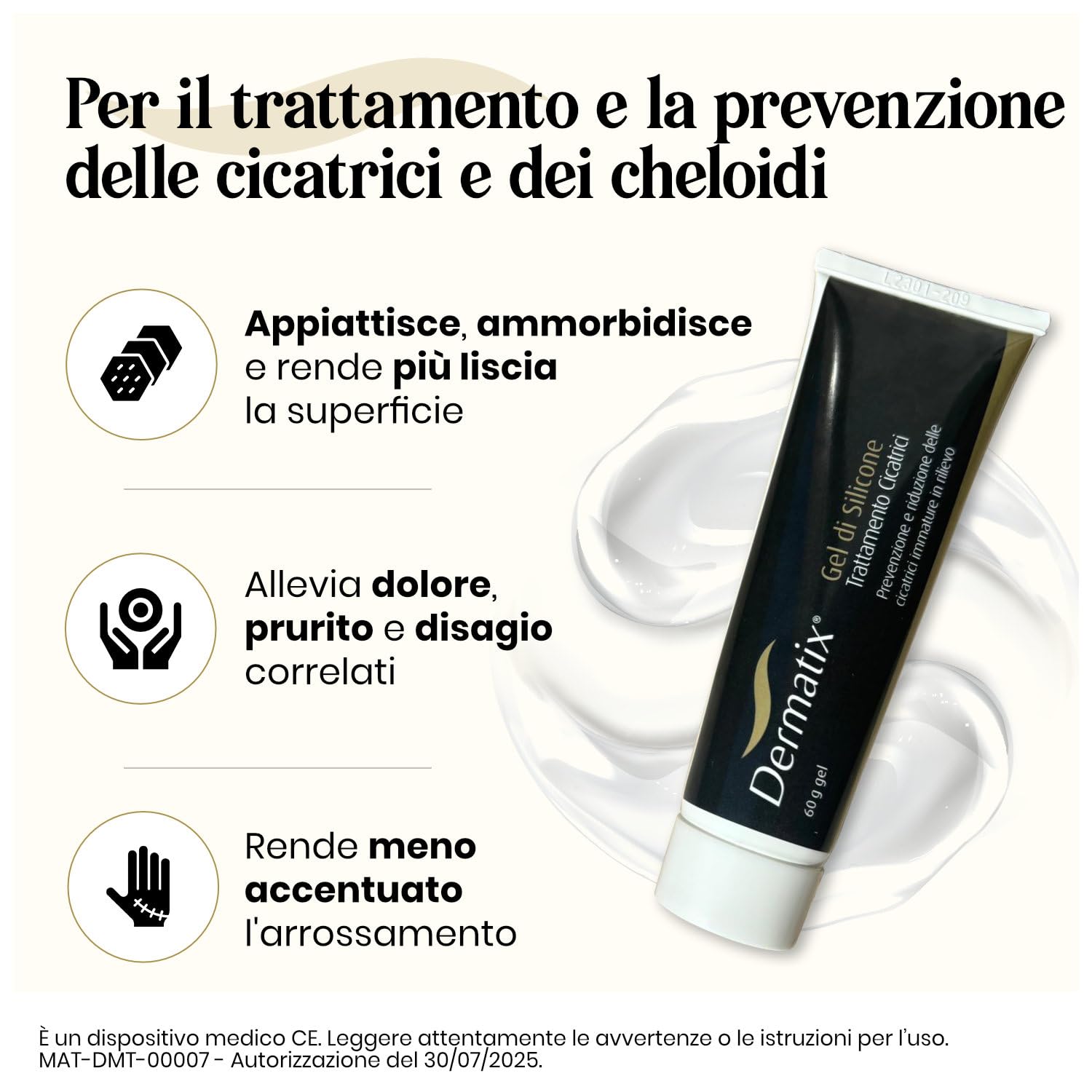 Dermatix, Trattamento in Gel al Silicone per Cicatrici, Ustioni e Lesioni, Idrata e Allevia il Prurito, Rapida Asciugatura, Adatto a tutte le Zone del Corpo, 60g