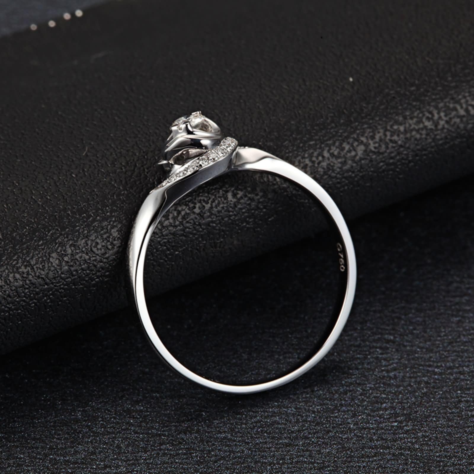 Verlobungsringe Ring 750 Weißgold 9 Karat / 14 Karat / 18 Karat Damen, Rund mit Diamant 0,07 Karat, Silber Damen Ringe Verlobung