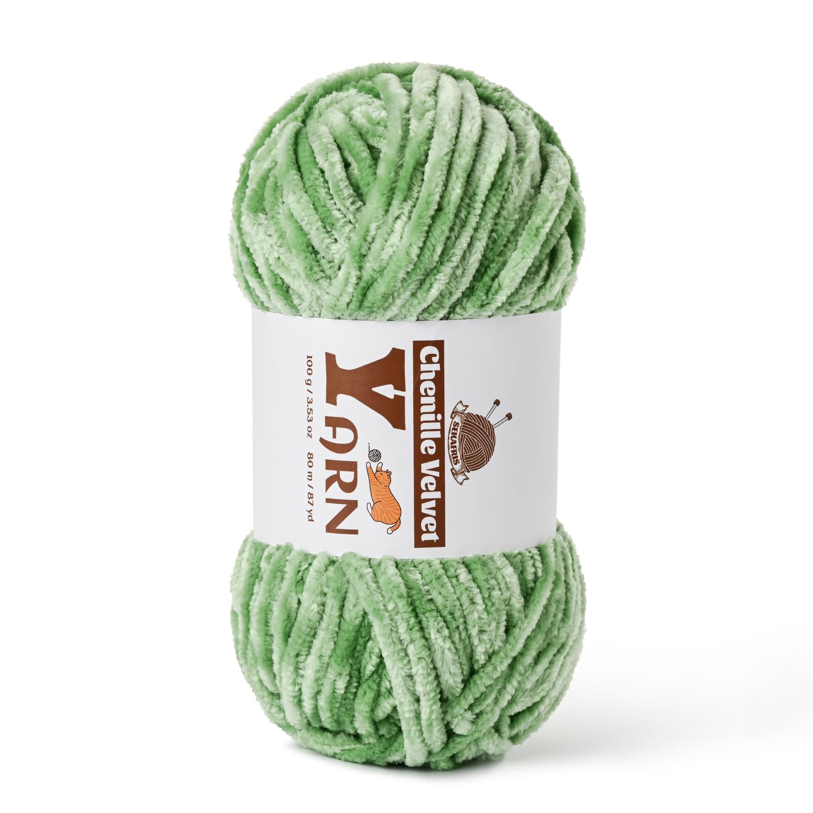 Chenille Crochet Avocado Green Yarn 1 Pack