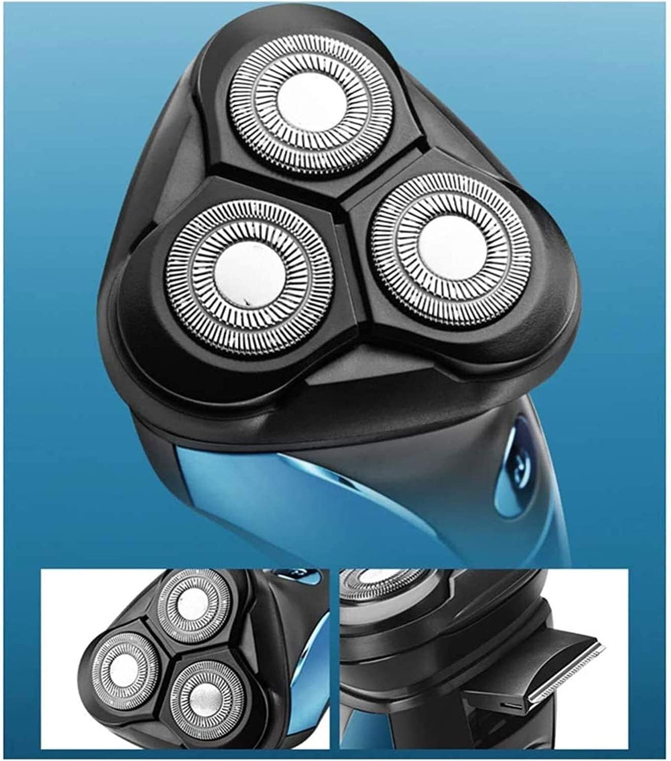 Afeitadora eléctrica para hombre, 3 hojas, cuchilla multifunción, lavado con agua, pantalla LED, carga rápida, portátil, para uso diario y viajes