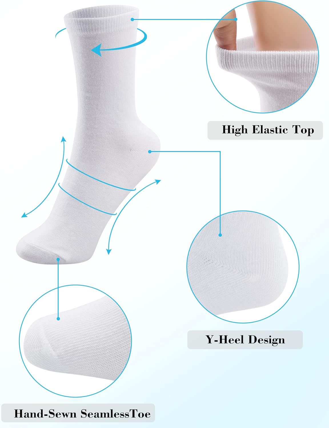 Duufin 12 Pairs Women's Crew Socks Mid Calf Lightweight Casual Gym Workout Plain Socks for Women - Image 5