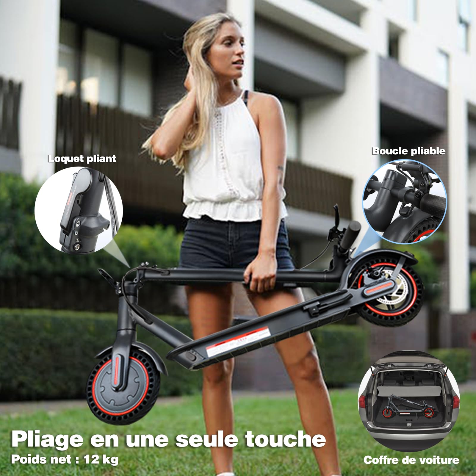 Trottinette Electrique Adulte, Moteur 500W/25KM/H, Autonomie 25-30KM