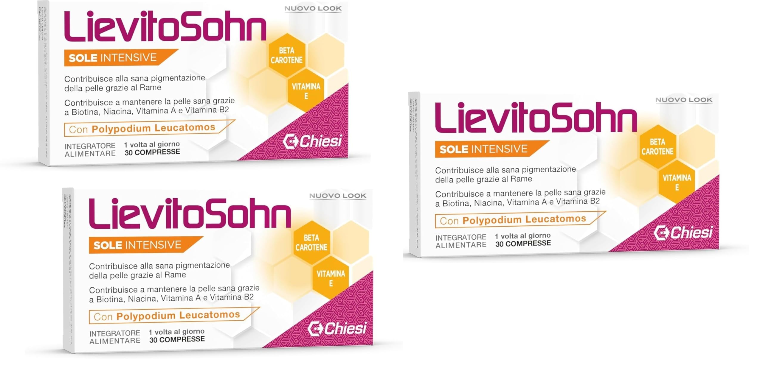 Chiesi Farmaceutici Lievitosohn Sole Intensive - Integratore Alimentare per la Cura di Pelle e Capelli in Caso di Esposizione Solare, Senza Glutine…