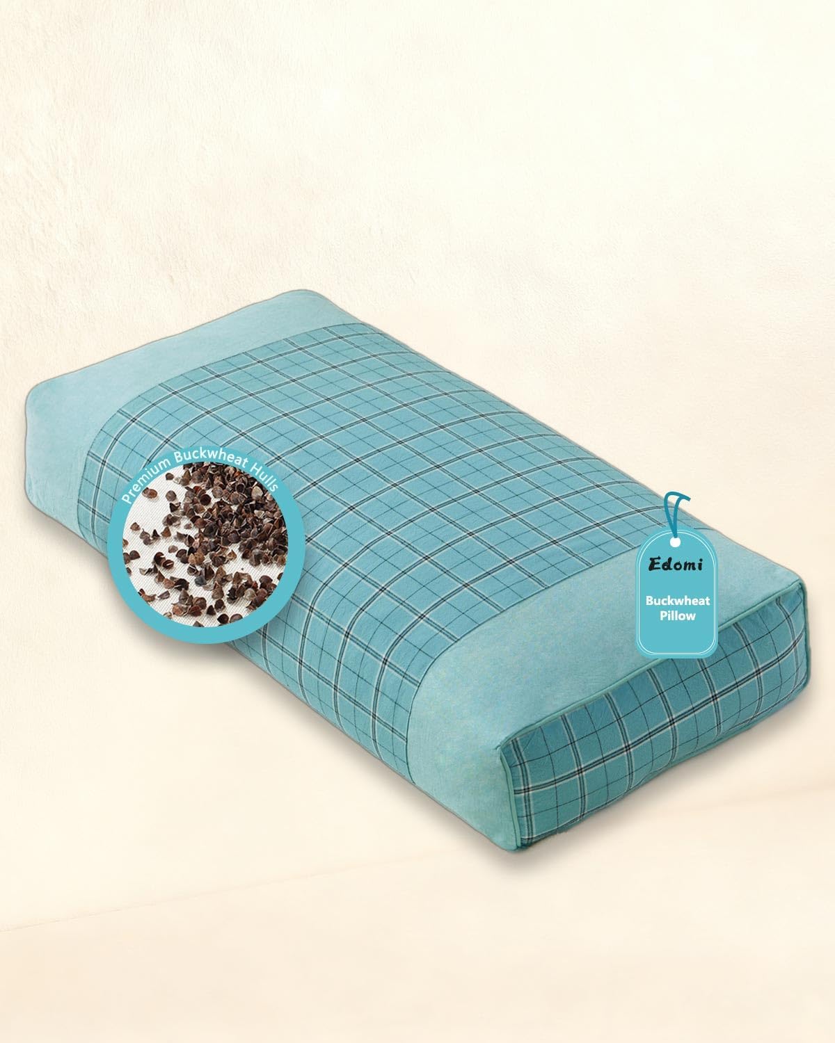 Almohada Cervical de Alforfón Ajustable 50x20 cm con Funda Removible