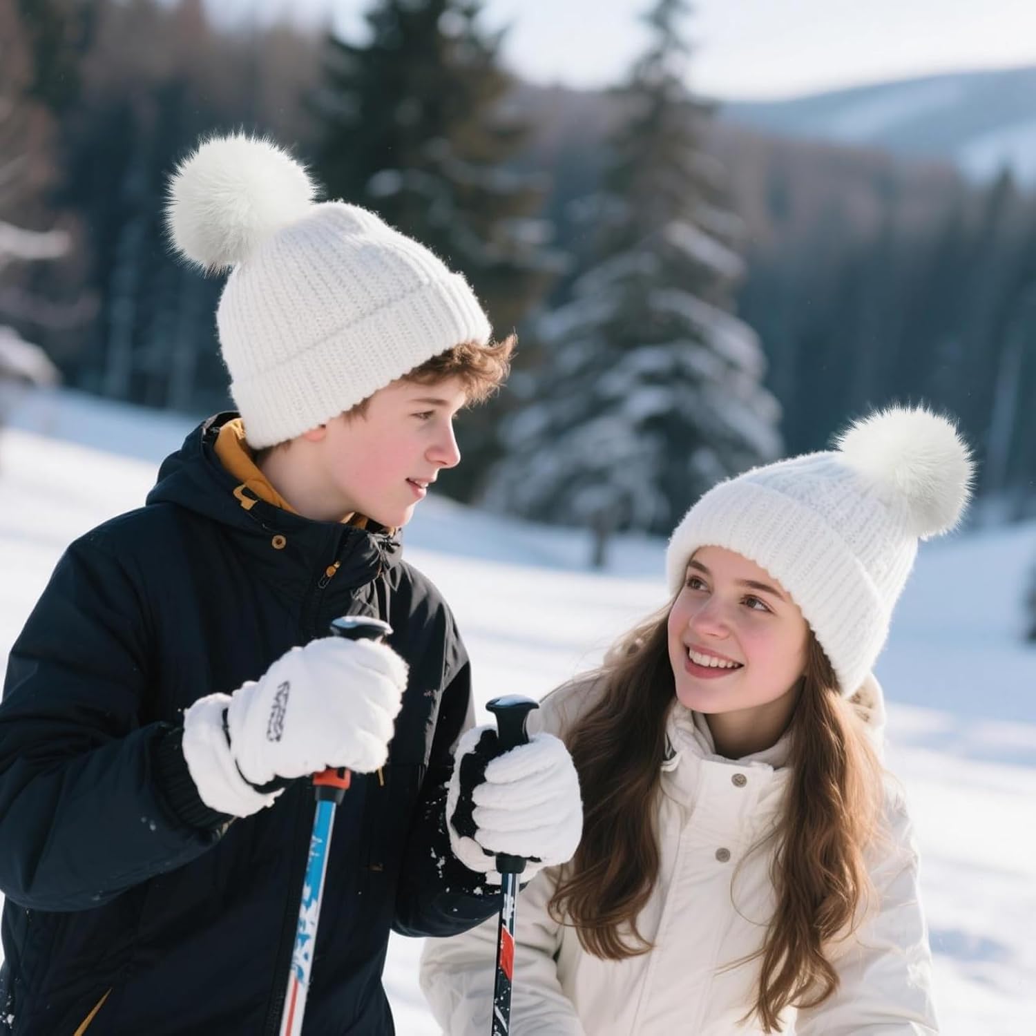 Juinte 8 Pcs 6 Inch Large Fur Pom Pom Balls for Hats Fluffy Faux Fur Pompom Balls with Snap Button for Hat Shoes Scarves Bag Charms DIY Crafts (White) White 8