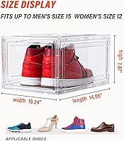 Vista 2 de KDOR Cajas de zapatos apilables de plástico transparente, paquete de 3 unidades, almacenamiento de zapatos para sneakerheads, vitrina de zapatos