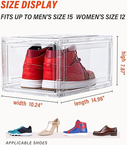 Miniatura 2 de KDOR Cajas de zapatos apilables de plástico transparente, paquete de 3 unidades, almacenamiento de zapatos para sneakerheads, vitrina de zapatos