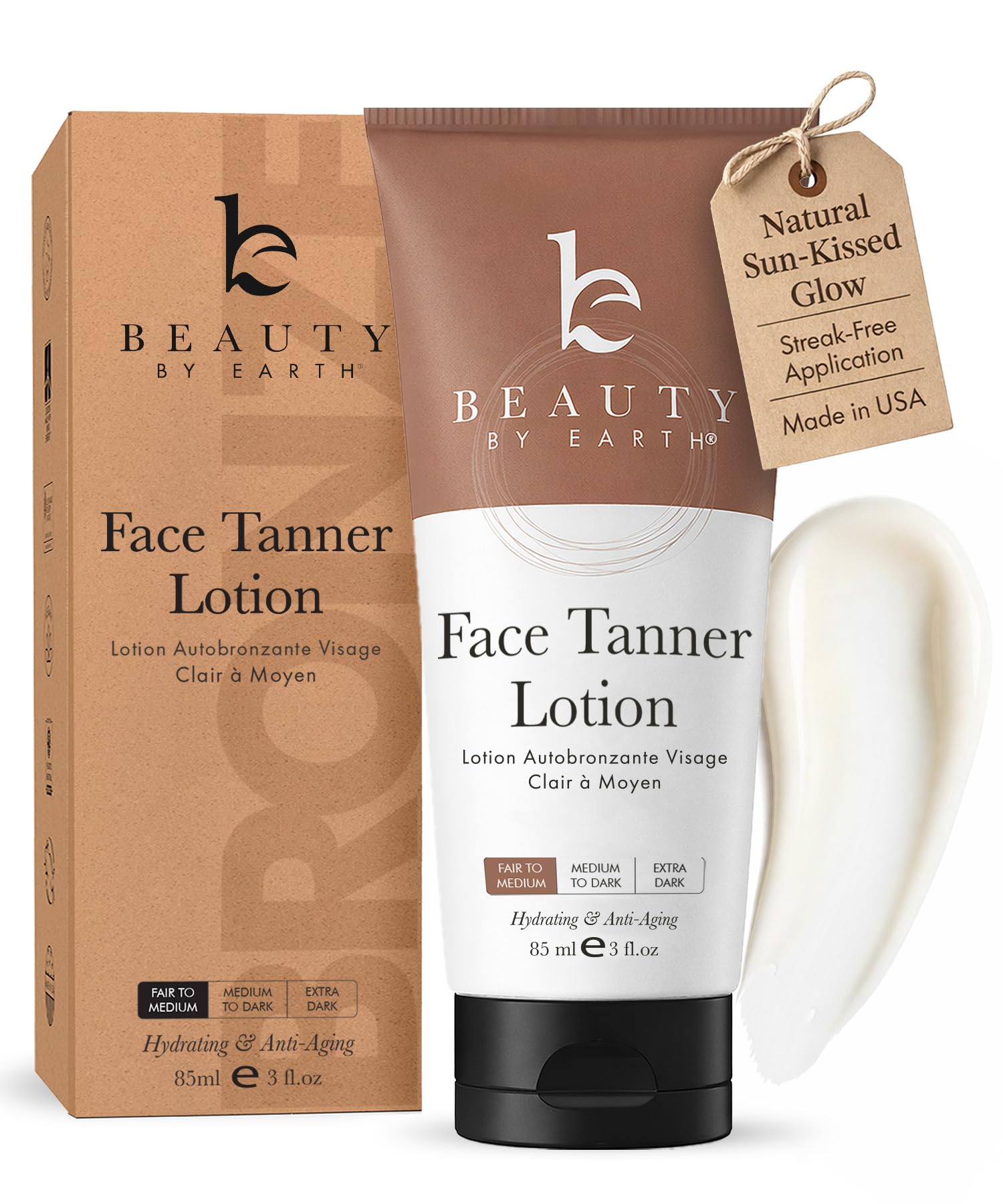Face Tanner - USA Made with Natural & Organic Ingredients, Gradual Facial Self Tanner Lotion for Natural-Looking Fake Tan & Streak-Free Natural Glow