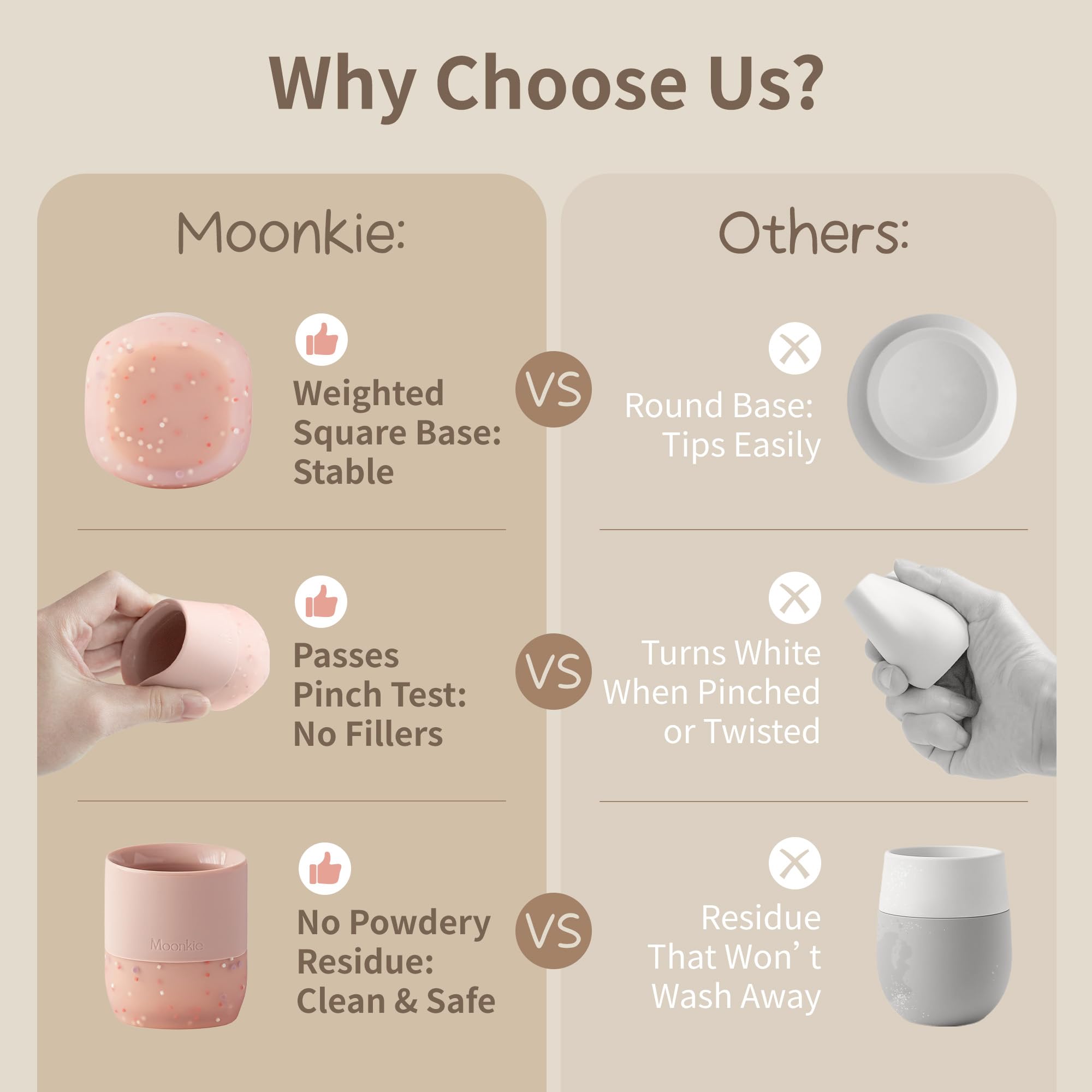 Moonkie Verre Bebe 60ml, Lot de 2 Gobelets en Silicone avec Base Lestée, Tasse Bebe Ouverte pour 4 Mois+, Sans BPA, Compatible Lave-Vaisselle & Micro-ondes(Éther/Menthe)