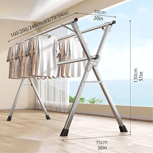 Miniatura 2 de Solución de secado que ahorra espacio, estante ajustable de acero inoxidable, diseño plegable de alta resistencia para apartamentos y hogares (94