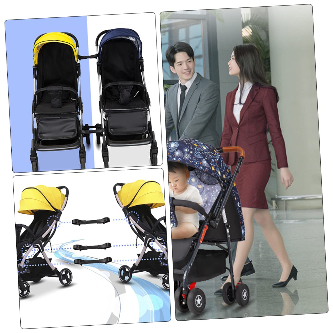4 Pcs Stroller Connector Newborn Stroller New Born Strollers Stroller for Newborn Universal Stroller Strollers for Newborns Dual Stroller pram Connector Twin Component Aluminum - Image 4