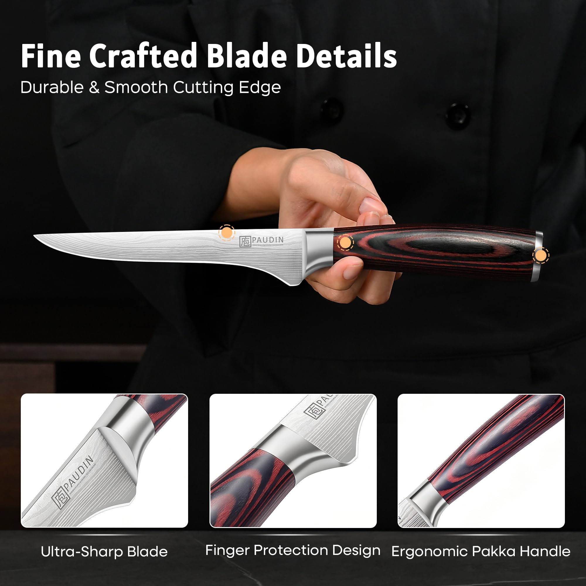 PAUDIN Boning Knife - Super Sharp & Durable -3 PAUDIN Boning Knife - Super Sharp & Durable -3