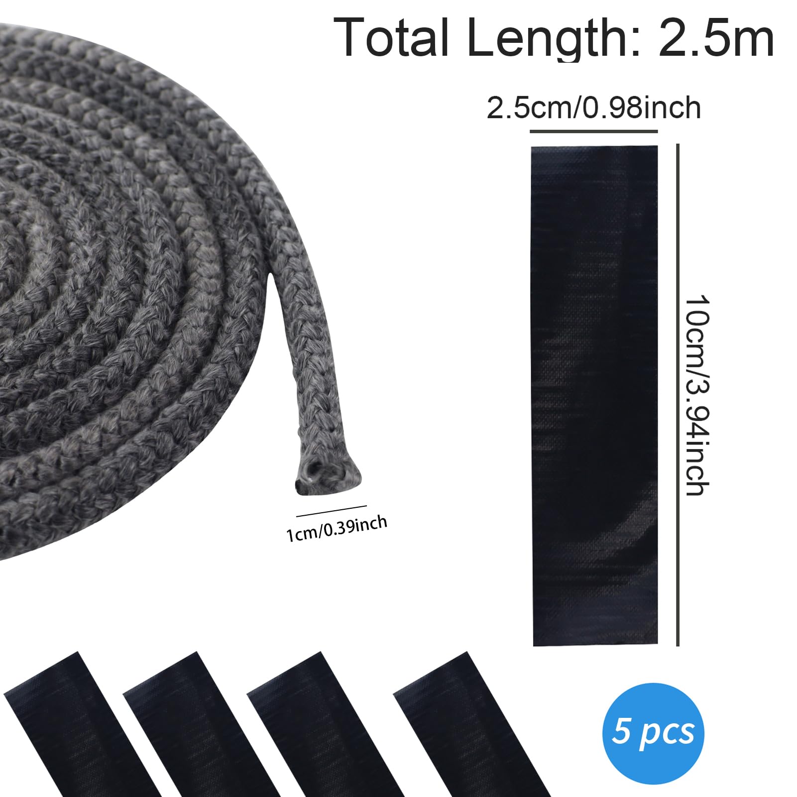 Guarnizione Stufa a Legna, Corda Ignifuga fibra di vetro, guarnizione Stufa a Pellet, Alta Temperatura, Nastro Isolante in Fibra, per Stufe, Tubi Di Forni, Porta del Forno, Camino(Φ 10mm x 2.5m)