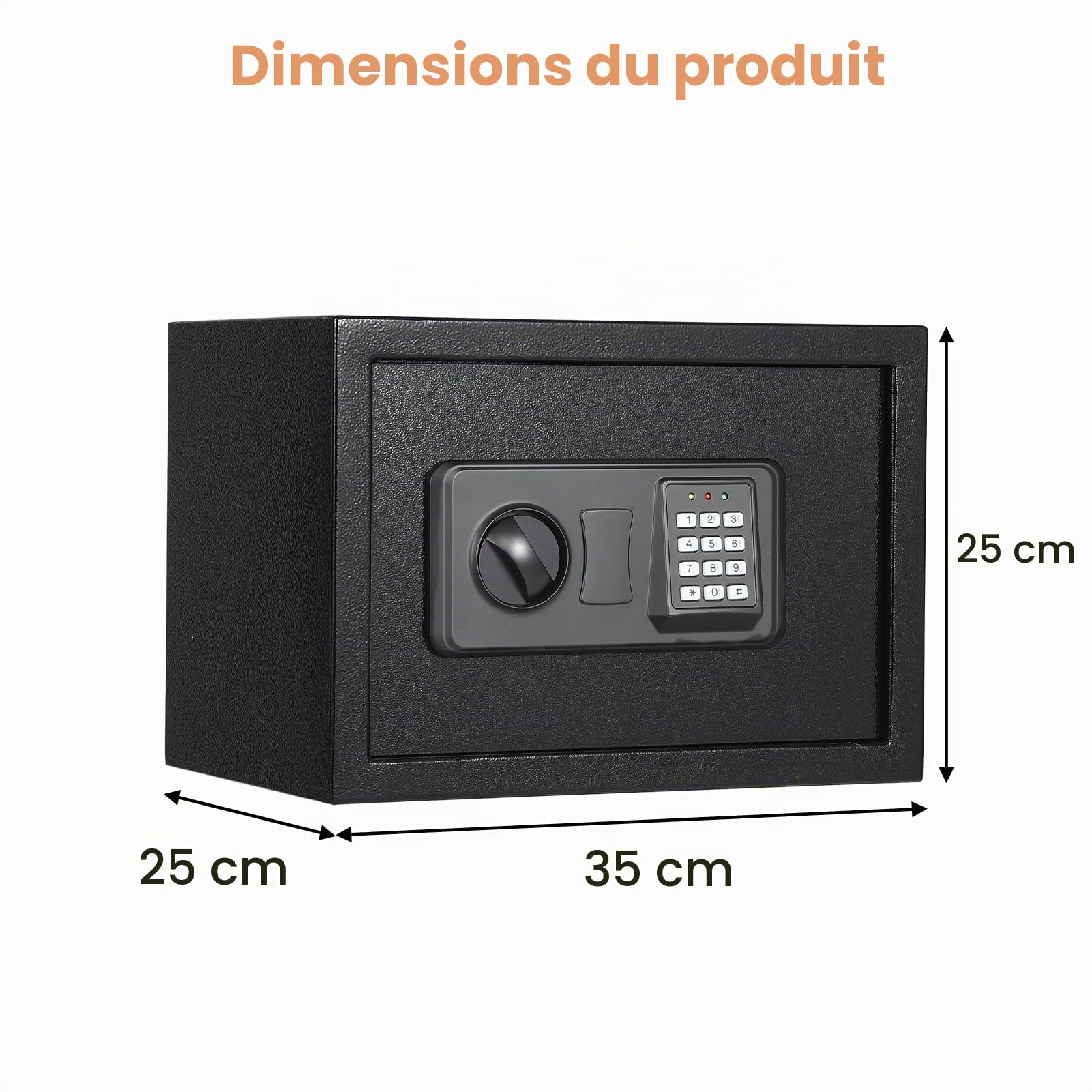 Garvee Coffre-fort numérique acier laminé à froid 16L – Anti-effraction – Sac ignifuge/étanche – Etagère amovible – Serrure clé secours – Montage fresque/sol – Pour maison, bureau, hôtel, dortoir
