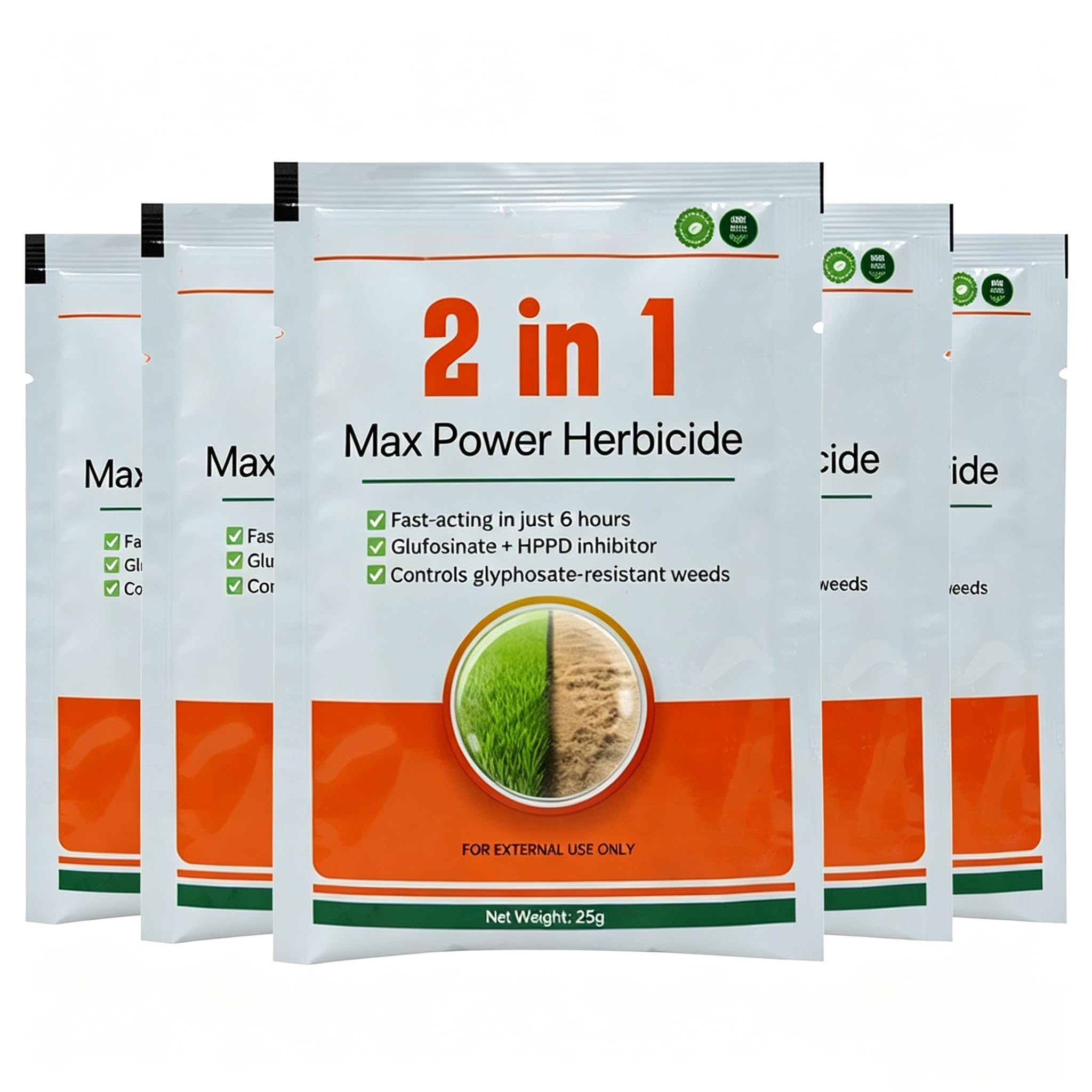 2-in-1 Hochwirksames Unkrautvernichter, Maximalwirkung Unkrautvernichter, High Efficiency Low Toxicity Herbicide, Giftarmes Langanhaltendes Unkrautmittel für Garten, Hof und Rasen (5 pcs)