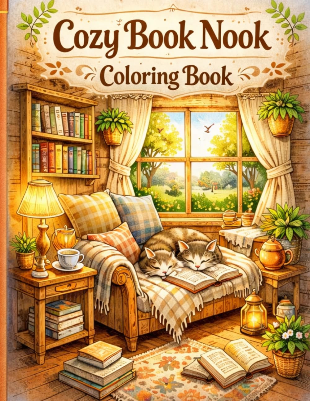 Cozy Book Nook Coloring Book: Cute Reading Corners, Window Seats & Relaxing Spaces for Adults and Teens (Cozy Reading Coloring Series)