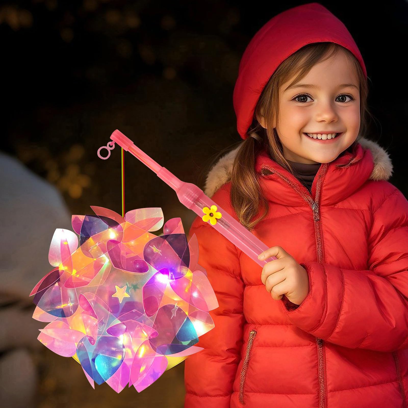 Editbar Lot De 2 Lanternes Pour Enfants à Monter – Kit Bricolage Lanterne Portable Multicolore Avec Baguette – Idéal Saint Martin, Halloween, Noël Et Fêtes